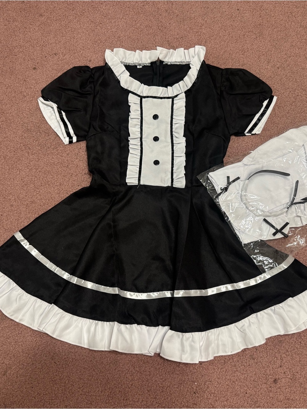 New S black maid French costume dress Lolita goth gothic apron festival outfit